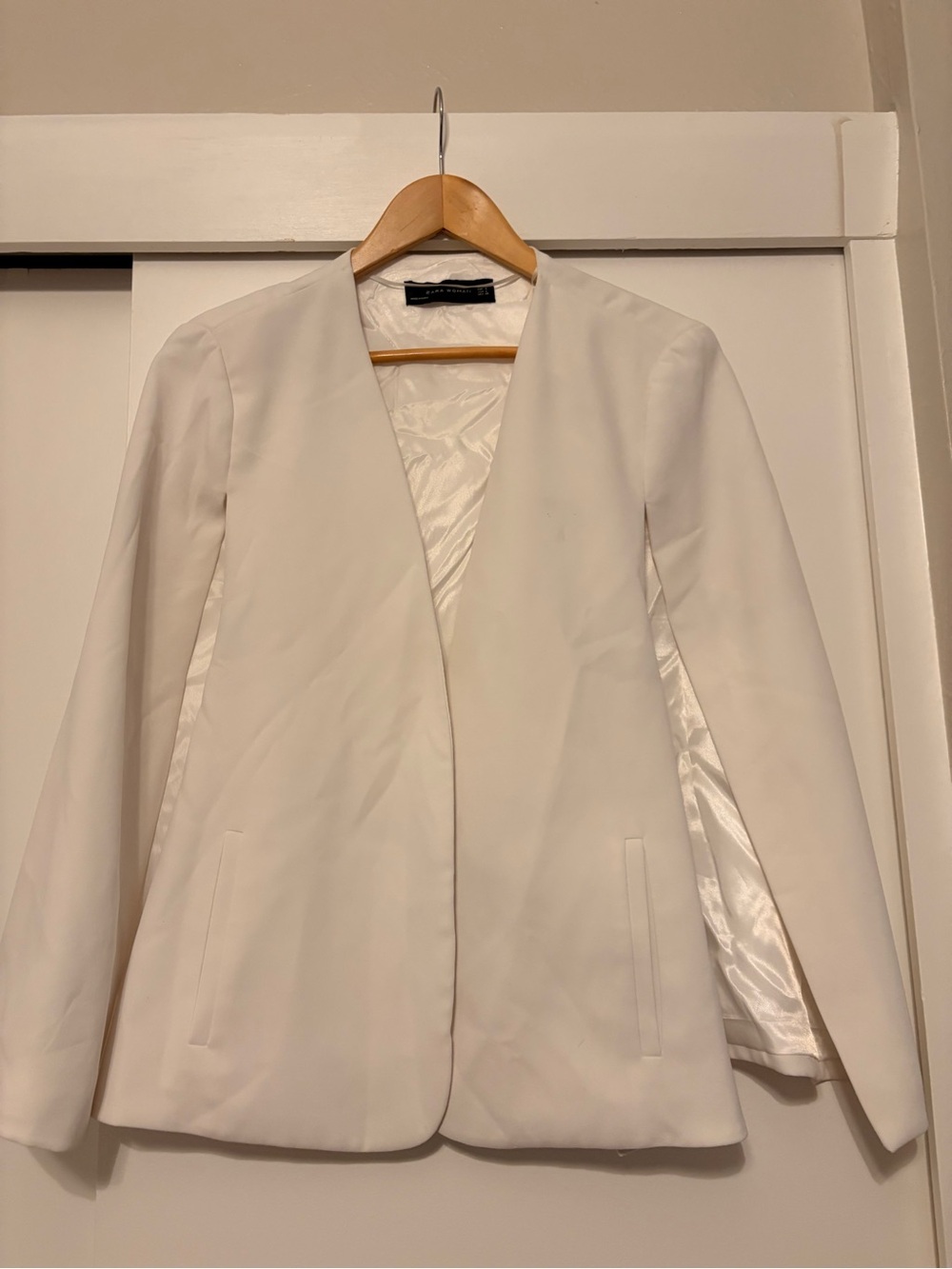 Zara Cream Open-Front Blazer Jacket